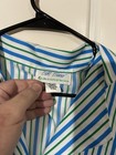 Vintage Girl Scouts Usa L Blass Blue Green Striped Short Sleeve Blouse Shirt L