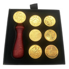 Wax Seal Stamp Set  7 Pcs Removable Copper Seals And Wooden Handle  For Invitati