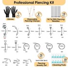 104pcs Body Septum Piercing Kit With 14g 16g 20g Needles Silver 