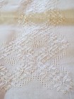 Vtg Tablecloth Filet Lace Satin Stitch Embroidery Oval Creamy White Roses 92x84 