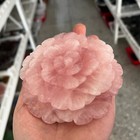 1pc Natural Pink Rose Quartz Carved Crystal Flower Skull Reiki Healing Decor