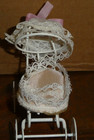 Vintage Metal Ornate Miniature Dollhouse Baby Stroller Doll Carriage Dollhouse