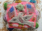 Antique Iroquois Native American Beaded Pin Cushion Whimsy Eagle Us Flags Framed