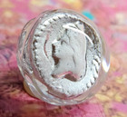 Classical Head   Vintage Jacques Israel Glass Sulphide Paperweight Studio Button