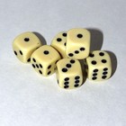 Set Of 6 Vintage Bakelite Dice     Heavy Ivory Colored With Black Pips     Classic 1
