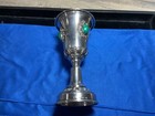 Judaica Solid Sterling Silver W  3 Green Stones  Kiddush Cup  5   