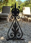 Large Antique Wrought Iron Pair Of Andirons Early American Antique Arts   Crafts