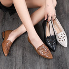 Women s Mid Heel Pumps Hollow Out Square Heel Wedding Office Dress Shoes