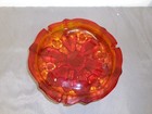 Large Heavy Vintage Ashtray By L e  Smith Ruby Red Orange Amberina Glass Beauty 