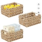 Mdesign Seagrass Rose Weave Household Basket built-in Handles  set Of 3  Brown