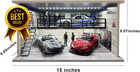 1 24 Die Cast Car Display Case Garage Diorama With Lights Acrylic Cover 4 Spaces