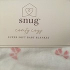New Comfy Cozy Super Soft Baby Blanket - White And Pink Bows   Snug