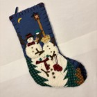 3d Applique Felt Stocking Christmas Decor Embellished Whipstitch Snowmen Lg 21 