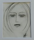 Original Charcoal Sketch Line Drawing Portrait Minimal Gallery Wall Matted 