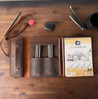 Personalized Handmade Leather Sketchbook     A5   A4   Artist Gift