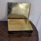 Vintage Tin Floral Made In England 9  X 7  Floral Pattern On Top Gold Trim Desig