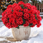 Artificial Geranium Flowers Silk Red 24 Pcs Uv Resistant Outdoor Garden Decor
