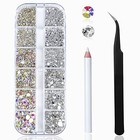 Nail Art Rhinestones Kit  Nail Gems Ab Flatback Rhinestones Gems 2400pcs