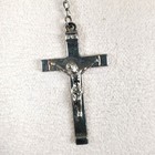 Vintage Inri Rosary Black Beads Crucifix Virgin Mary Medal Antom 18 