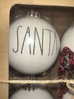 Rae Dunn By Magenta Christmas Ornaments 4 White Balls Santa holly jolly jingle