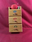 Vintage 8  Wooden 3 Drawer Wall Mounted Sewing Box - Thread  Pins  Needles