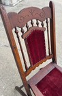 Vintage Antique Victorian Oak Maple Wood Red Velvet Folding Chair Seat