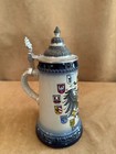 German Beer Stein Made In Germany Mug Pottery Deutschland Eagle Flags