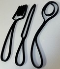 Vintage Mcm Metal Fork Spoon Knife Decorative Mid Century Modern Utensils 50s