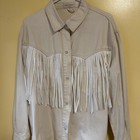 Saints   Hearts Denim Cream Fringe Women s Jacket Large- Nice Preowned   