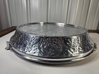 Gift Bay 22  Round Silver Embossed Metal Cake Stand Dessert Holder Wedding