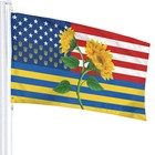 Ukraine American Flag 3x5 Ft Outdoor Indoor Farmhouse Dormitory Breeze I Love   