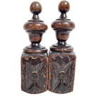 2 Rosette Flower Wood Post Finial Newel 5 9 Antique French Architectural Salvage