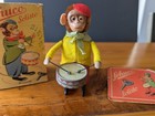 Vintage 1940 s Schuco Solisto Monkey Drummer Tin Wind Up Toy Germany W key Works