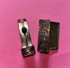 Vintage Floral Engraved 800 Silver Lipstick Holder Mirror Jade Accent