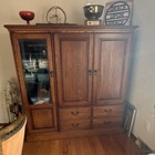 Wood Glass Wardrobe entertainment Center  2 Doors  4 Drawers