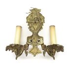 Candelabra Solid Brass Ornate Wall Sconce Electrical Light Fixture Vintage 7 25 