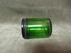 Vintage 1930 s Owens Illinois Forest Green Glass Round Bottle W black Metal Lid