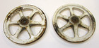 Pair Vintage 4 25  Stamped Tin Spoked Wheels For Doll Carriage Baby Buggy Wagon