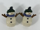 Vtg Cute Resin Snowman Napkin Ring holders Christmas Holiday Winter Set Of 2