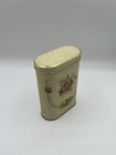 Vintage Floral Roses Tin Container With Lid Cream Gold Accents Made In  England