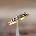 Moss Agate Garnet Ring  925 Sterling Silver Gold Vermeil Engagement Ring Gift
