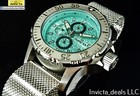 Invicta 50mm Vintage Retro Multi Function Turquoise Dial Mesh Bracelet Ss Watch