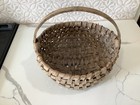 Antique Primitive American Oak Splint Market Gathering Basket