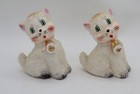 Pair Vintage Sugar Textured Kittens Cats Figurines Brown Tan Gray Japan Mcm