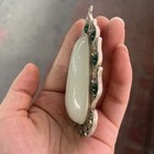 Rare China Antique Tibetan Collection White Jade Water Drop Pendant