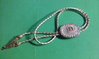 Shriner Bolo Tie Fancy Ornate W  Mother O Pearl   Rhinestones Oval Leather Chord