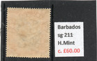 Barbados Gv 1920-21 3 Black   Dull Orange Sg 211 H mint