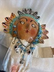 Canvas Handpainted  Mermaid Folkart Vintage Hanging Art 15 5    Clay Head Whimsy
