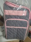 Deluxe Rolling Sewing Case W  Handle  Pink   Grey Polk A Dot - Everything Mary