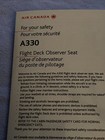 Air Canada Airlines A330 Flight Deck Observer Seat Bilingual Safety Card